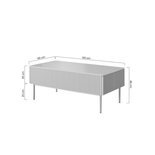 Stolik kawowy Nicole 120 cm z szufladami i metalowymi nogami - czarny mat / czarne nóżki